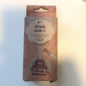 Drink Notes DCI set of 6 reusable wine glass markers with pen